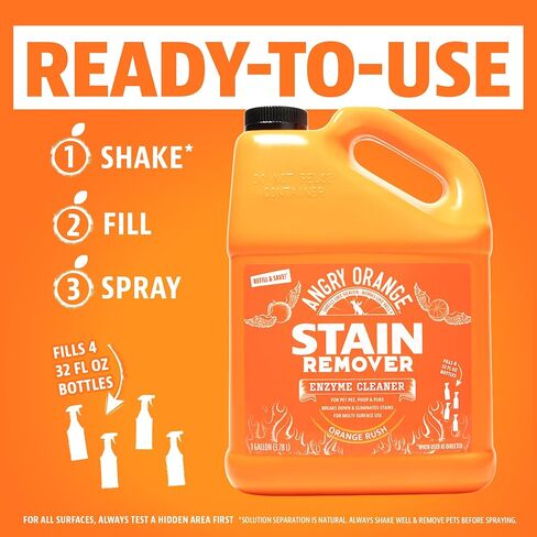 ANGRY ORANGE 1 Gallon Enzyme Cleaner and Deodorizer, Pet Stain and Odor Remover for Dog & Cat Urine and Stains - Orange Rush Scent, Made in USA in Saudi Arabia