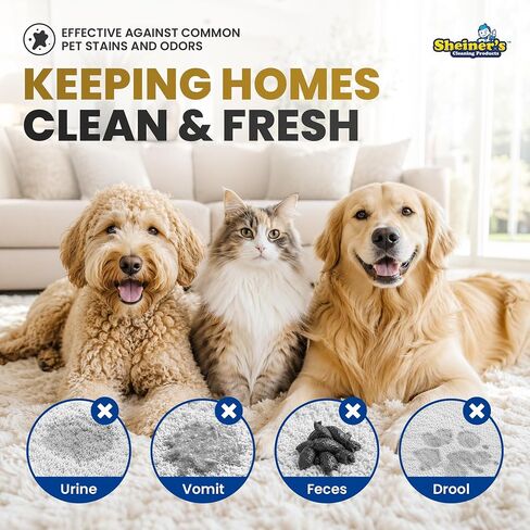Sheiner's Pet Urine Enzyme Cleaner & Pet Stain & Odor Remover, Advanced Enzymatic Cleaner Solution for Carpets, Rugs, Upholstery & Multi-Surfaces, Safe for Pets & Kids. (128 oz) in Kuwait