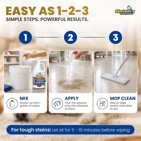 Sheiner's Pet Urine Enzyme Cleaner & Pet Stain & Odor Remover, Advanced Enzymatic Cleaner Solution for Carpets, Rugs, Upholstery & Multi-Surfaces, Safe for Pets & Kids. (128 oz) in Kuwait