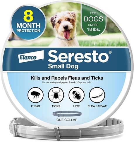 Seresto Small Dog Vet-Recommended Flea & Tick Treatment & Prevention Collar for Dogs Under 18 lbs | 8 Months Protection in Kuwait