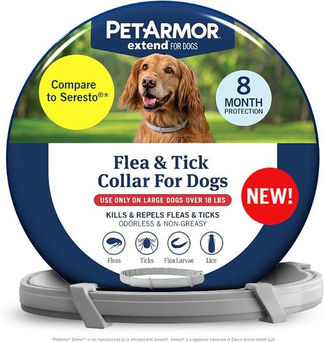PetArmor Extend Large Dog Flea and Tick Treatment & Prevention, Collar for Large Dogs Above 18 lbs., 8 Months of Protection, Odorless & Non-Greasy, Waterproof, Kills Fleas, Ticks, and Larvae, 1 Count in Saudi Arabia