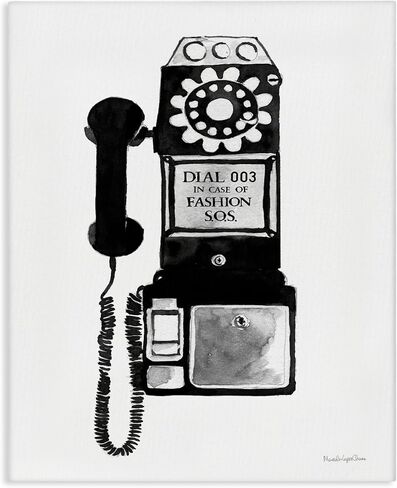 Stupell Industries Dial in Case of Fashion S.O.S. Vintage Telephone, Designed by Mercedes Lopez Charro Canvas Wall Art, 30 x 40, White in Kuwait