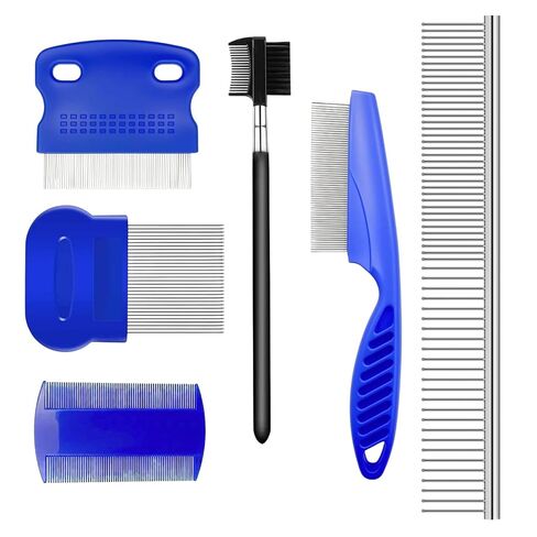 Evollax Flea Lice Comb – 6 Pack Flea Comb for Cats Dogs Remove Fleas Lice Eggs Stainless Steel Cat Dog Grooming Comb | Tear Stain Remover Dog Eye Comb | Dematting Comb for Dogs Ideal for all pet Size in Kuwait