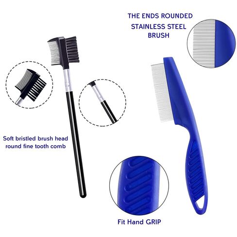 Evollax Flea Lice Comb – 6 Pack Flea Comb for Cats Dogs Remove Fleas Lice Eggs Stainless Steel Cat Dog Grooming Comb | Tear Stain Remover Dog Eye Comb | Dematting Comb for Dogs Ideal for all pet Size in Kuwait