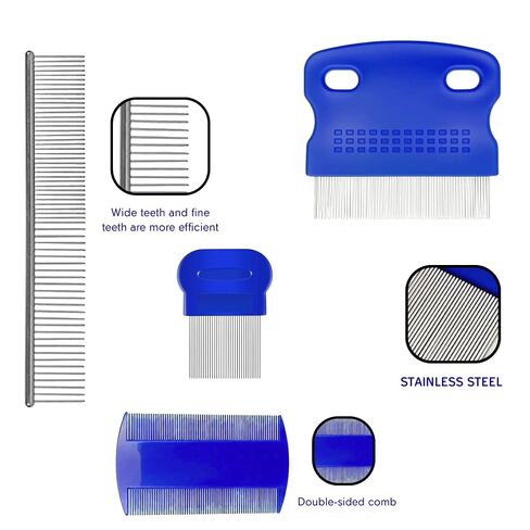 Evollax Flea Lice Comb – 6 Pack Flea Comb for Cats Dogs Remove Fleas Lice Eggs Stainless Steel Cat Dog Grooming Comb | Tear Stain Remover Dog Eye Comb | Dematting Comb for Dogs Ideal for all pet Size in Kuwait