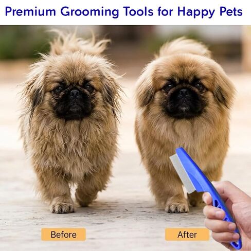 Evollax Flea Lice Comb – 6 Pack Flea Comb for Cats Dogs Remove Fleas Lice Eggs Stainless Steel Cat Dog Grooming Comb | Tear Stain Remover Dog Eye Comb | Dematting Comb for Dogs Ideal for all pet Size in Kuwait