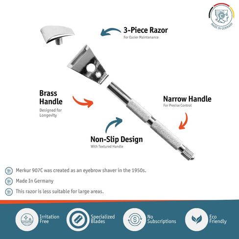 Merkur Moustache / Eyebrow Razor - Chrome in Kuwait