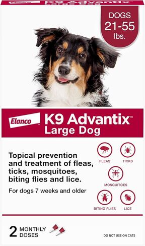 K9 Advantix Flea, Tick & Mosquito Prevention for Dogs 21-55 lbs. | Flea Drops for Large Dogs | Apply Monthly | 2 Treatments in Kuwait