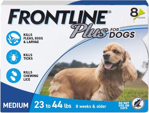 Frontline Plus for Dogs Medium Dog (23-44 pounds) Flea and Tick Treatment, 6 Doses in Kuwait
