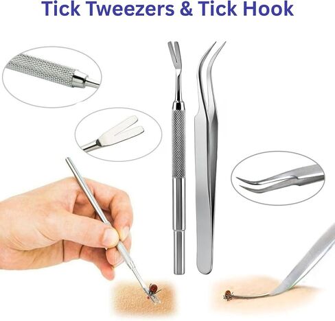 Evollax Tick Removal Tool – 7 Pack Tick Remover Tool for Humans and Pets | Tick Removal Kit Includes Tick Tweezers & Tick Comb for Dogs | Tick Prevention for Dogs and Cats Safely Removes Entire Tick in Kuwait