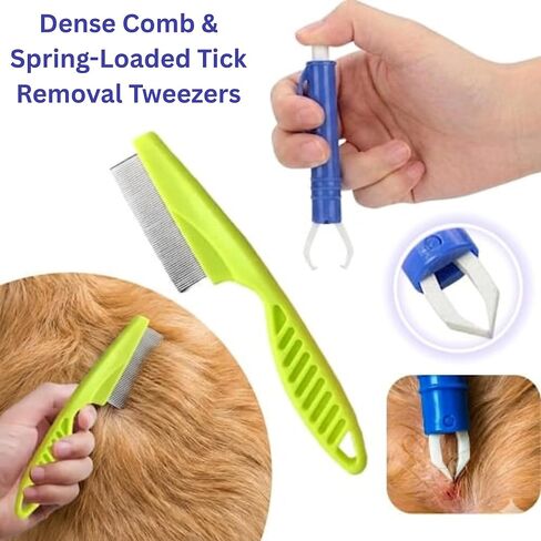 Evollax Tick Removal Tool – 7 Pack Tick Remover Tool for Humans and Pets | Tick Removal Kit Includes Tick Tweezers & Tick Comb for Dogs | Tick Prevention for Dogs and Cats Safely Removes Entire Tick in Kuwait