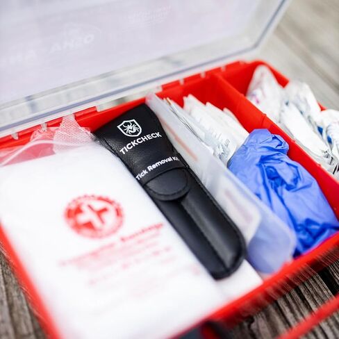 TickCheck Premium Tick Remover Kit - Stainless Steel Tick Remover + Tweezers, Leather Case, and Free Pocket Tick Identification Card (1 Set) in Kuwait