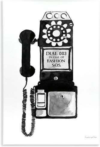 Stupell Industries Dial in Case of Fashion S.O.S. Vintage Telephone, Designed by Mercedes Lopez Charro Wall Plaque, 10 x 15, White in Kuwait