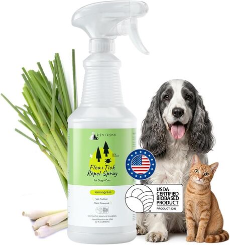 kin+kind Flea & Tick Repel Coat Spray for Dogs & Cats, Lemongrass, 12 fl oz in Saudi Arabia