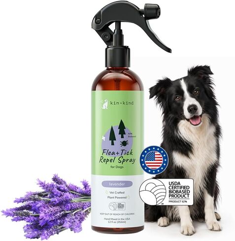 kin+kind Flea & Tick Repel Dog Coat Spray, Lavender Mint, 12 fl oz in Saudi Arabia