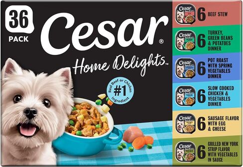 Cesar Home Delights Wet Dog Food, Dinner and Stew Variety, 3.5 oz, 24 Count in Saudi Arabia