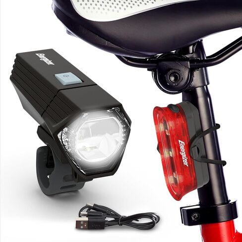 Energizer X400 Rechargeable Bike Light, IPX4 Water Resistant, Compact and Lightweight Design, Front Clip Light and Rear LED Light for Visibility in Kuwait