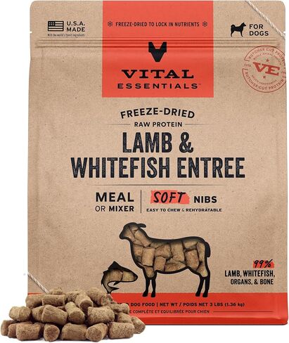 Vital Essentials Freeze Dried Dog Food, Lamb & Whitefish Soft Nibs, 14 oz in Kuwait