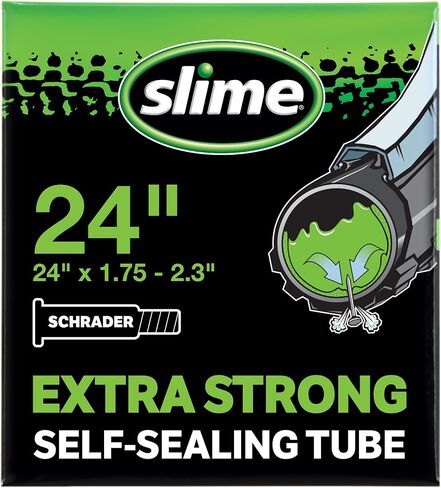 Slime 30047 Bike Inner Tube with Slime Puncture Sealant, Self Sealing, Prevent and Repair, Schrader Valve, 24"x 1.75-2.125" in Kuwait