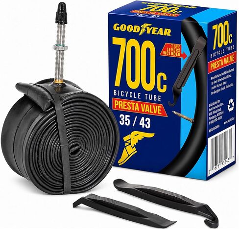 Goodyear 700c x 35/43 Presta Valve Tube, Black | 700c Bike Tube with Butyl Rubber | Dependable Mountain Bike Tube for Premium Cycling | 700c x 35/43 in Kuwait