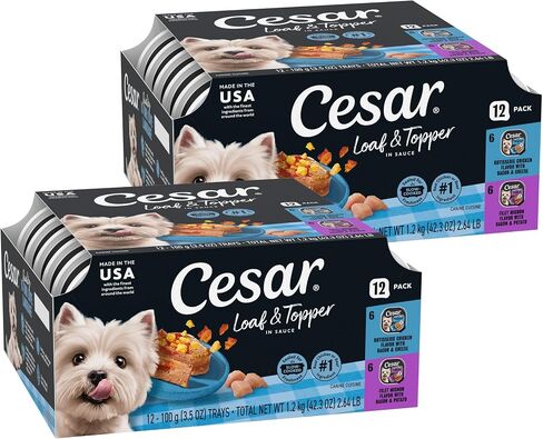 Cesar Loaf & Topper Wet Dog Food, Variety Pack, 3.5 oz, 24 Count in Saudi Arabia