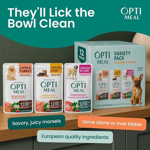 Wet Dog Food Variety Pack for Small Dogs, Grain Free Tender Morsels Pouches in Saudi Arabia