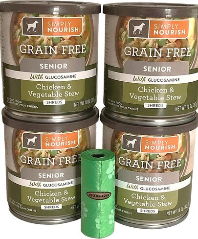 SIMPLY NOURISH Biggs Combo Pack 4-Grain Free Senior Chicken & Vegetable Stew Shreds/Plus Biggs Waster Roll. in Kuwait