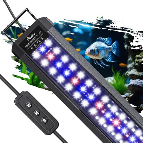 Pawfly 11W Aquarium LED Light for 12 to 18 Inch Fish Tanks Extendable Fish Tank Light with Full Spectrum Brilliant White Blue Red Lights with Daytime & Night Modes and Adjustable Brightness in Saudi Arabia