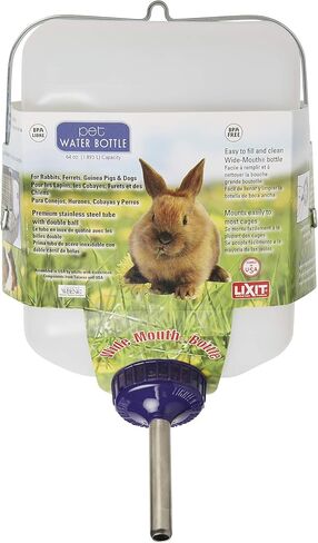 Lixit® All-Weather Rabbit Water Bottle - 64 Ounce Widemouth Cage Water Bottles for Rabbits, Ferrets, Guinea Pigs, Rats, and Other Small Animals (White, 64 Ounce) in Kuwait