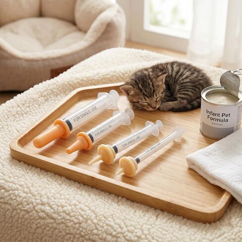 SYNLIN Newborn Pet Feeding Kit, 60cc Nursing Bottle + Multiple Oral Feeders + 10 Silicone Nipples + Cleaning Brush, Milk Feeding Tool Set for Puppy Kitten Hamster Rabbit Small Pets in Saudi Arabia