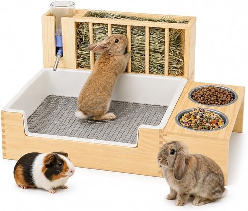 4-in-1 Rabbit Litter Box with Hay Feeder, Waterproof Bunny Toilet in Saudi Arabia