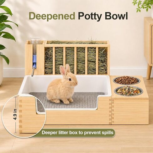 4-in-1 Rabbit Litter Box with Hay Feeder, Waterproof Bunny Toilet in Saudi Arabia