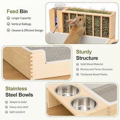 4-in-1 Rabbit Litter Box with Hay Feeder, Waterproof Bunny Toilet in Saudi Arabia