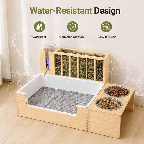 4-in-1 Rabbit Litter Box with Hay Feeder, Waterproof Bunny Toilet in Saudi Arabia