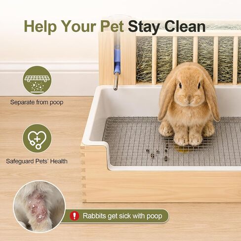 4-in-1 Rabbit Litter Box with Hay Feeder, Waterproof Bunny Toilet in Saudi Arabia