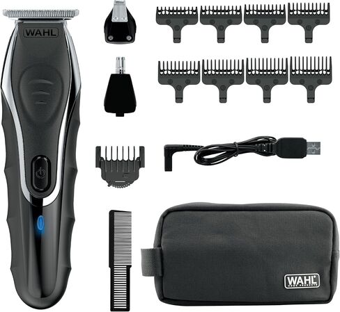 Wahl Aqua Blade Rechargeable Wet/Dry Lithium Ion Deluxe Trimming Kit with 3 Interchangeable Heads for Detailing, & Grooming Beards, Mustaches, Stubble, Ear, Nose, & Body – Model 9899-100 in Kuwait