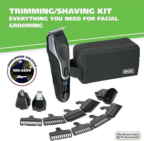 Wahl Aqua Blade Rechargeable Wet/Dry Lithium Ion Deluxe Trimming Kit with 3 Interchangeable Heads for Detailing, & Grooming Beards, Mustaches, Stubble, Ear, Nose, & Body – Model 9899-100 in Kuwait
