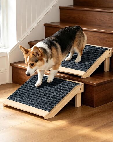 2-Pack Dog Ramp for Stairs,Foldable Dog Ramp Solid Wood Anti-Slip Pet Steps in Kuwait