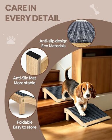2-Pack Dog Ramp for Stairs,Foldable Dog Ramp Solid Wood Anti-Slip Pet Steps in Kuwait