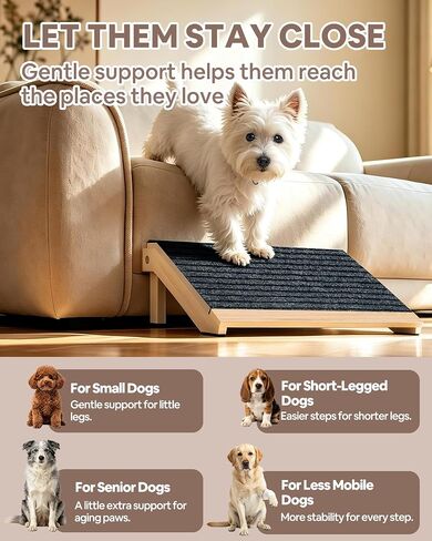 2-Pack Dog Ramp for Stairs,Foldable Dog Ramp Solid Wood Anti-Slip Pet Steps in Kuwait