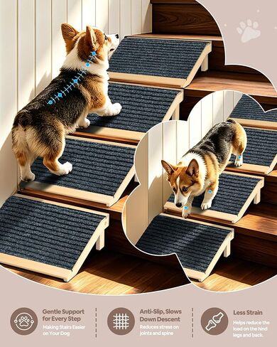 2-Pack Dog Ramp for Stairs,Foldable Dog Ramp Solid Wood Anti-Slip Pet Steps in Kuwait