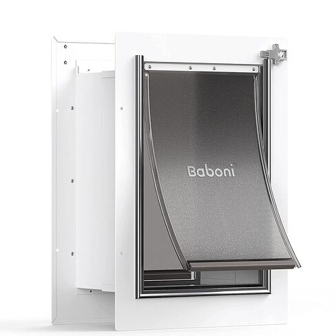 Baboni Pet Door for Wall,3-Flap,Steel Frame and Telescoping Tunnel, Aluminum Lock, Double Flap Dog Door and Cat Door, Strong and Durable (Pets Up to 100 Lb) -Large in Saudi Arabia