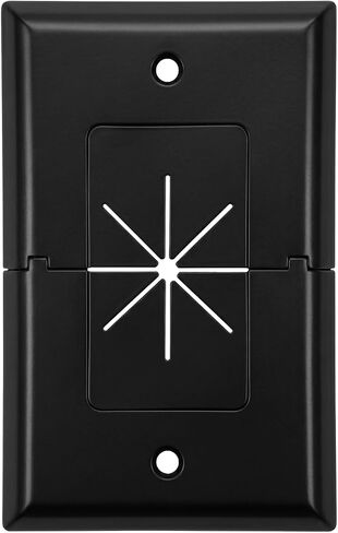 DATA COMM Electronics 45-0017-WH أغطية منافذ التلفزيون ذات النمط المقسم مع لوحة حائط مع كابل AV/HDMI مرن - غطاء لوحة حائط قوي للمنافذ الكهربائية، عصابة واحدة كهربائية، حجم قياسي، أبيض in Kuwait