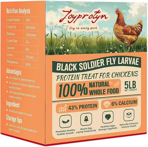 5LB Non-GMO Dried Black Soldier Fly Larvae for Chickens – 85X More Calcium Grubs Than Mealworms for Strong Eggshells & Healthy Growth - High Protein for Chickens, Birds, Ducks, Geese & Pets in Kuwait