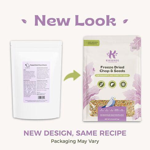 Freeze-Dried Chop & Seeds for Parakeet | Low Fat Food with Beta-Carotenoids, Calcium & Iodine | All Natural for Budgies & Small Parrots | Feather & Bone Health (2 lbs) in Kuwait