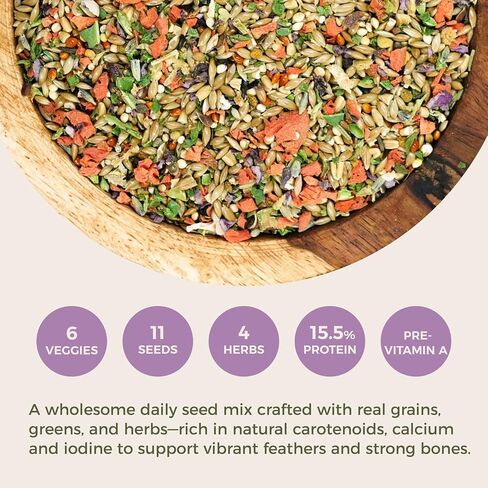 Freeze-Dried Chop & Seeds for Parakeet | Low Fat Food with Beta-Carotenoids, Calcium & Iodine | All Natural for Budgies & Small Parrots | Feather & Bone Health (2 lbs) in Kuwait