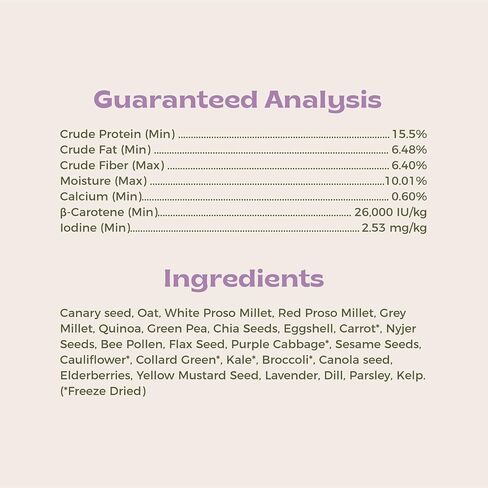 Freeze-Dried Chop & Seeds for Parakeet | Low Fat Food with Beta-Carotenoids, Calcium & Iodine | All Natural for Budgies & Small Parrots | Feather & Bone Health (2 lbs) in Kuwait