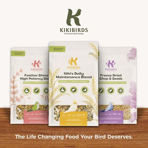 Freeze-Dried Chop & Seeds for Parakeet | Low Fat Food with Beta-Carotenoids, Calcium & Iodine | All Natural for Budgies & Small Parrots | Feather & Bone Health (2 lbs) in Kuwait