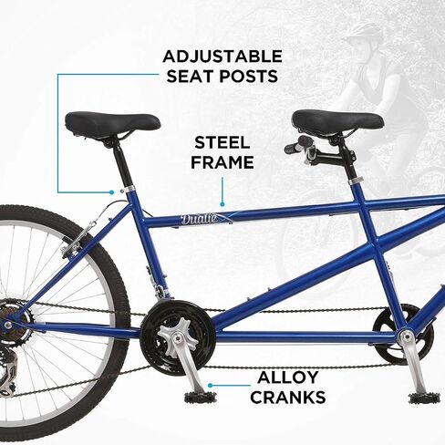 Pacific Dualie Adult Tandem Bike, 26-Inch Wheels, 2-Seater, 21-Speed, Linear Pull Brakes, Blue in Kuwait