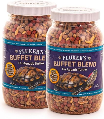 Fluker's Buffet Blend Aquatic Formula, Turtle Food with Freeze, Dried Shrimp, Mealworms, and Vitamin Enriched Pellets, 7.5 oz in Kuwait